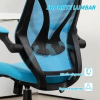 HOMCOM Silla de Oficina Giratoria con Altura Ajustable Reposabrazos Abatibles y Función de Basculante Carga 120 kg Azul Claro(m-7)