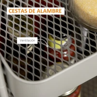 HOMCOM Carrito Auxiliar con Ruedas Carro de Almacenaje de 3 Niveles para Baño Salón Cocina Oficina 45x31x79,4 cm Gris(m-5)