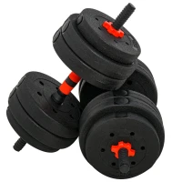 HOMCOM Juego de Mancuernas de 25 kg 2 en 1 de Dumbbell con Barras Conexión y Barra de Extensión Entrenamiento de Fuerza y Levantamiento de Pesas Negro(m-11)