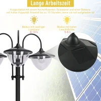 Outsunny Solar Laterne Stehleuchte aus Metall, Gartenlaterne mit Lichtsteuerung, 189 cm hoch, Windlicht Außenleuchte, Wasserdicht IP44 mit Blumentopf-Basis für Garten Balkon Deko Schwarz(m-4)
