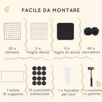 PawHut Gabbia per Animali Piccoli Modulabile con Casette Rialzate per Porcellini d'India e Ricci, Nero(m-5)