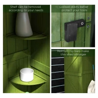 Outsunny Small Shed, Tall Slim Wooden Garden Shed with 3 Removable Shelves and Roof Hatch, Compact Outdoor Tool Storage Cabinet with Asphalt Roof and Door Latch, 77 x 54.2 x 179 cm, Green(m-7)