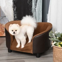 PawHut Divanetto da Interni per Cani con Cuscino Sfoderabile Marrone, 70x48x40cm(m-2)