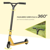 HOMCOM Monopattino Freestyle con Manubrio Girevole, Struttura Acciaio e Alluminio per Ragazzi da 14 Anni(m-5)