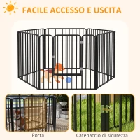 PawHut Recinto per Cani a 6 Pannelli Modulabili da Interno ed Esterno, in Acciaio, 164x83x80 cm, Nero(m-7)