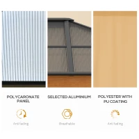 Outsunny 3 x 3.6 m Hardtop Gazebo Canopy, Polycarbonate Roof Garden Pavilion with Aluminium and Steel Frame, Nettings and Sidewalls for Garden, Patio, Khaki(m-5)