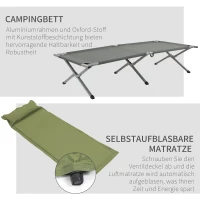 Outsunny Feldbett mit Kuppeldach Zelt + Liege wetterbeständig zusammenklappbar Grau 200 cm x 86 cm x 147 cm(m-6)