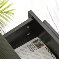 HOMCOM Two Drawer Filing Cabinet with Wheels- Black Wood Grain(m-8)