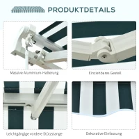 Outsunny Markise Gelenkarmmarkise Sonnenschutz Balkon Grün+weiß 3x2,5m(m-7)