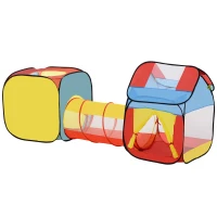 HOMCOM Tenda Gioco per Bambini 3+ con Tunnel e Casetta, per Indoor e Outdoor (230x70x89cm), Sistema Pop-up(m-10)