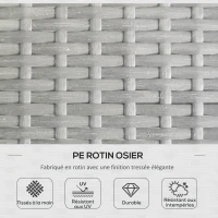 Outsunny Salon de jardin d'angle 4 pers. style colonial table basse coussins grand confort inclus résine tressée gris(m-4)