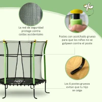 HOMCOM Cama Elástica Infantil Trampolín para Niños +3 Años con Red de Seguridad Ø163,5x163,5 cm Verde(m-6)