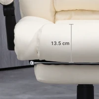 Vinsetto PU Leather Office Chair, Swivel Computer Chair with Footrest, Wheels, Adjustable Height, Cream White(m-8)