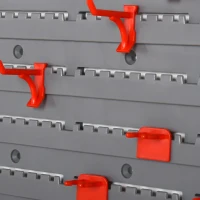 DURHAND Estantería de Pared con Sistema de Almacenamiento 95,5x23x53,5 cm Soporte de Herramientas con 54 Piezas Rojo y Gris(m-8)