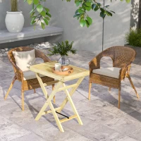 Outsunny Table de jardin extérieur rectangulaire en bois pour balcon terrasse 68L x 44l x 75H cm Naturel(m-6)