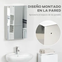 kleankin Armario de Baño con Espejo Armario de Pared con 3 Estantes de Almacenamiento para Ducha Aseo 39x12x60 cm Plata(m-7)