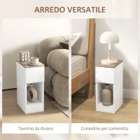 HOMCOM Comodino Moderno con Cassetto e Ripiano in Legno, 20x30x50 cm, Bianco(m-6)