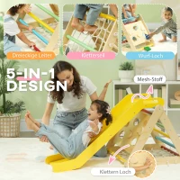 AIYAPLAY Klettergerüst, 4-in-1, mit Leiter, Seilleiter, Rutsche, Kletterwand, Indoor, für Kinder 1,5 bis 4 Jahre(m-4)