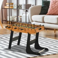 HOMCOM Tischfußball Tischkicker Kickertisch Spielzeug Spieler-Party Fußball Geschenk für 14+ Jungen Zusammenklappabar innen mit je 11 Spielern pro Seite MDF Schwarz+Natur 98 x 42 x 62,5 cm(m-2)
