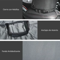PawHut Funda de Asiento Delantero de Coche para Perro Mascota Protector Antideslizante con Ancla y Correa Envolvente para Camiones Furgonetas SUV 105x46 cm Gris(m-7)
