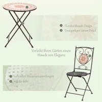 Outsunny 3-teiliges Bistroset Bistro-Set Balkon, Mosaik-Muster, 2er Bistro-Set, Braun + Gelb(m-6)