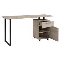 HOMCOM Mesa Escritorio 150 cm con Cajón y Armario con Balda Ajustable Mesa para Ordenador Multiusos de Canto Redondo 150x60x76 cm Madera Natural(m-10)