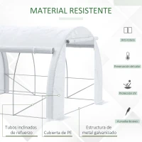 Outsunny Invernadero de Exterior 3x3x2 m Invernadero de Túnel con Puerta y 6 Ventanas de Malla Enrollables Invernadero de Huerto para Patio Jardín Blanco(m-4)