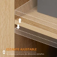 HOMCOM Aparador de Salón Moderno con 2 Puertas 1 Cajón y 3 Estantes Abiertos 80x30x96,5 cm Natural(m-5)