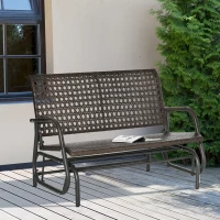 Outsunny Polyrattan Schaukelstuhl 2-Sitzer Gartenbank mit Rückenlehne Schaukelbank für 2 Personen Gartenschaukel Outdoor Bank Sitzbank für Garten Terrasse Park 70 x 120 x 84 cm Braun(m-2)