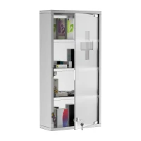 HOMCOM Armadietto Medicinale Cassetta Porta Medicina a Quattro Ripiani in Acciaio Inox 30 x 12 x 60cm(m-8)