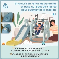 HOMCOM Portique Enfant Toboggan et balançoire avec Panier de Basket-Ball Aire de Jeux 3 en 1 Usage intérieur et extérieur dim. 190 x 150 x 100 cm(m-7)