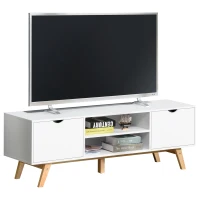 HOMCOM TV Schrank, TV-Kommode, Schrankelement mit Schubladen und Offene Regale, MDF, Weiß, 150 x 39 x 50 cm(m-10)