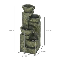 Outsunny Garden Water Feature Waterfall Fountain with 4-Tier Stone Look Bowls, Adjustable Flow(m-3)