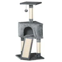 PawHut Corner Cat Tree for Indoor Cats, Kitten Tower with Scratching Post House Ladder Toy - Grey(m-11)