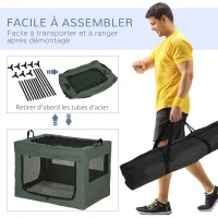 PawHut Sac de transport pliable pour animaux de compagnie avec poignée tissu en maille 79,5L x 57l x 57H cm gris noir(m-6)