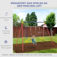 Outsunny Kinderschaukel Gartenschaukel Schaukelgerüst 2 Schaukeln mit Wippe Schaukel outdoor mit höhenverstellbarem Gestell Schaukelgestell outdoor 3-5 Jahre 290 x 180 x 196 cm(m-4)