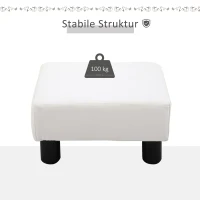 HOMCOM Sitzhocker Hocker mit Kunstleder Moderner Fußhocker Kunstlederhocker Ottomane für Schlafzimmer, Wohnzimmer, Weiß(m-5)