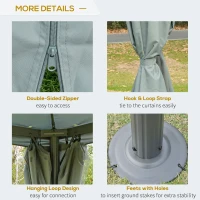 Outsunny 3 x 3(m) Aluminium Garden Gazebo Canopy Party Tent with Netting and Curtains for Lawn, Backyard and Deck(m-5)