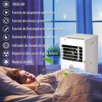 HOMCOM Aire Acondicionado Portátil 9000Btu 3 en 1 Refrigerador Ventilador Deshumidificador con Temporizador LED Control Remoto Potencia 1003W Silencioso 35,4x33,8x69,8 cm Blanco(m-5)