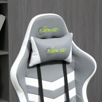 Vinsetto Gaming Chair, Computer Desk Chair with Lumbar Support, Faux Leather Racing Chair with Headrest and Swivel Wheels for Home Office, Grey White(m-8)