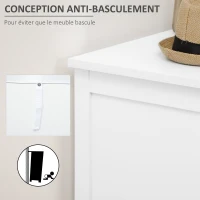 HOMCOM Meuble à chaussures rangement avec 2 portes effet cannage tiroir 80 x 35 x 110 cm blanc(m-8)