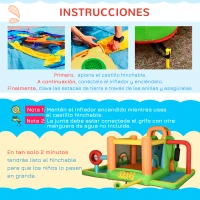 Outsunny Castillo Hinchable Grande con Tobogán Poste de Boxeo y Túnel para 3-8 Años 478x440x210 cm Multicolor(m-6)