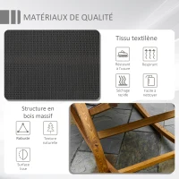 Outsunny Chaise Longue Fauteuil berçant à Bascule transat Bain de Soleil Rocking Chair en Bois Charge 120 Kg Gris(m-6)