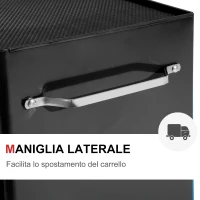 HOMCOM Carrello Porta Utensili Attrezzi Attrezzatura con Cassettiera Nero 61.5 x 33 x 82.5cm(m-6)