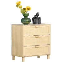 HOMCOM Schubladenschrank Beistellschrank Sideboard Unterschrank mit 3 Schubladen Kommode für Wohnzimmer Schlafzimmer MDF Natur 80 x 40 x 80 cm(m-10)