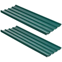 Outsunny Corrugated Roofing Sheets, Pack of 24, Galvanised Metal Roofing Sheets for Greenhouse, Garage, Storage Shed, Carport, 129 x 45cm, Green(m-1)