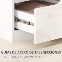 HOMCOM Mesita de Noche Moderna Mesilla de Noche con Cajones con Frontal Blanco Brillante y Almohadilla 40x40x48 cm Blanco(m-7)