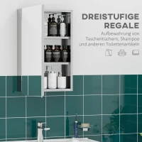 kleankin Spiegelschrank, Badschrank, 3 Regalfächer, rostfreier Metallrahmen, 39x12x60cm, Silber(m-4)