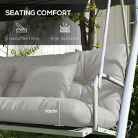 Outsunny Back and Seat Cushion Replacement with 2 Pillows, Patio Chair Cushions Set with Ties, Light Grey(m-6)