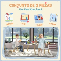 AIYAPLAY Mesa Infantil con Sillas Respaldos con Orejas de Conejo Mesa Infantil para Guardería Sala de Juegos Blanco(m-5)